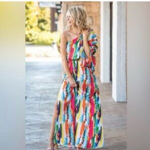 Judith March Vibrant One Shoulder Dress